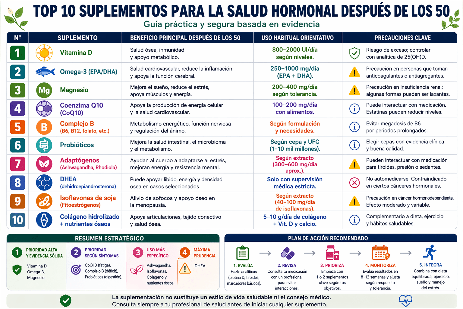 Top 10 suplementos para la salud hormonal después de los 50